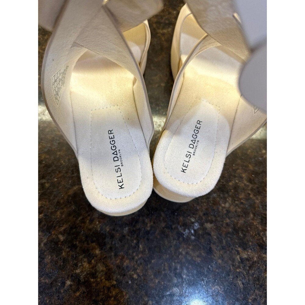 Kelsi Dagger Dunes Leather Platform Sandal Salt Gold Hardware Size 8 1/2 NEW - Picture 8 of 10
